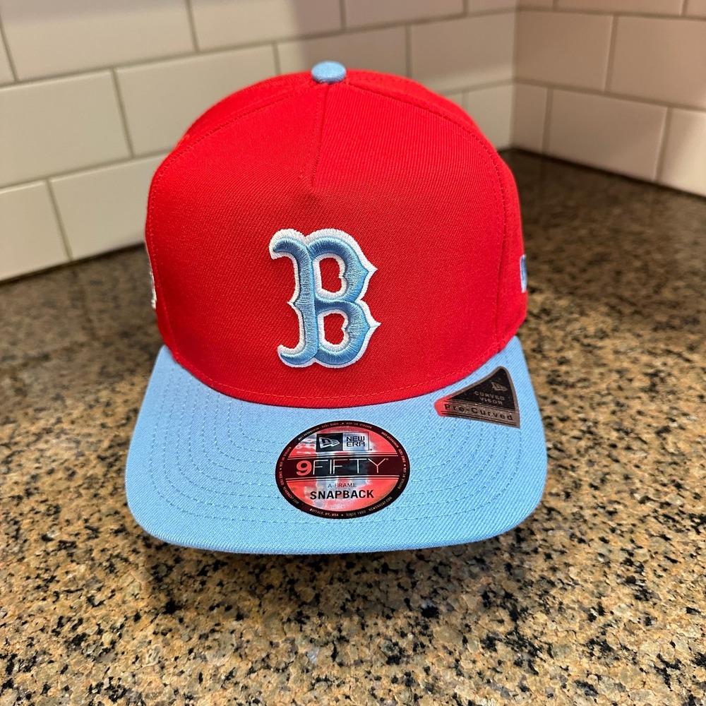 Boston Red Sox New Era 9FIFTY Snapback Hat Men's Red Light Blue World Series